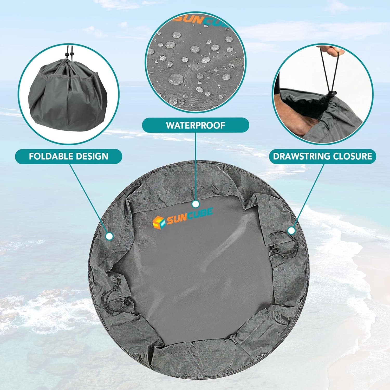Wetsuit Changing Mat, Waterproof Surf Bag, Drawstring Wetsuit Bag, Surfing Accessories for Kayakers, Dry Bag for Beach, Durable Compact No Leak Mat for Scuba