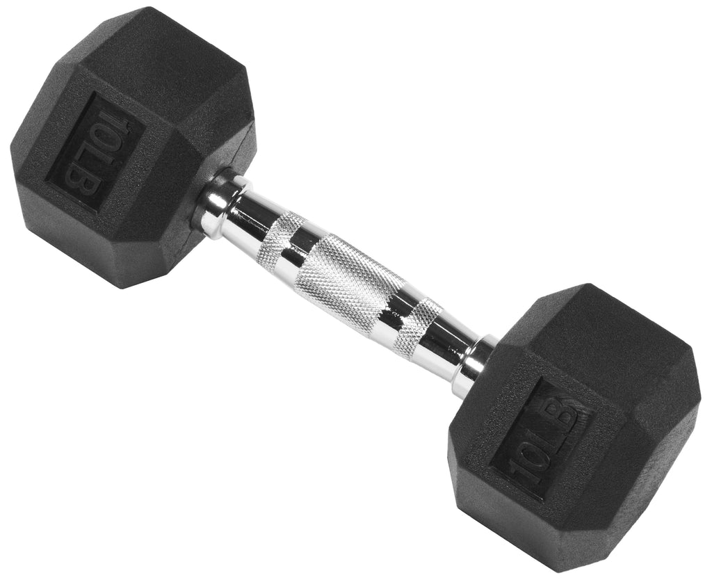 Rubber Encased Hex Dumbbell, Cool Gray 5 Lb