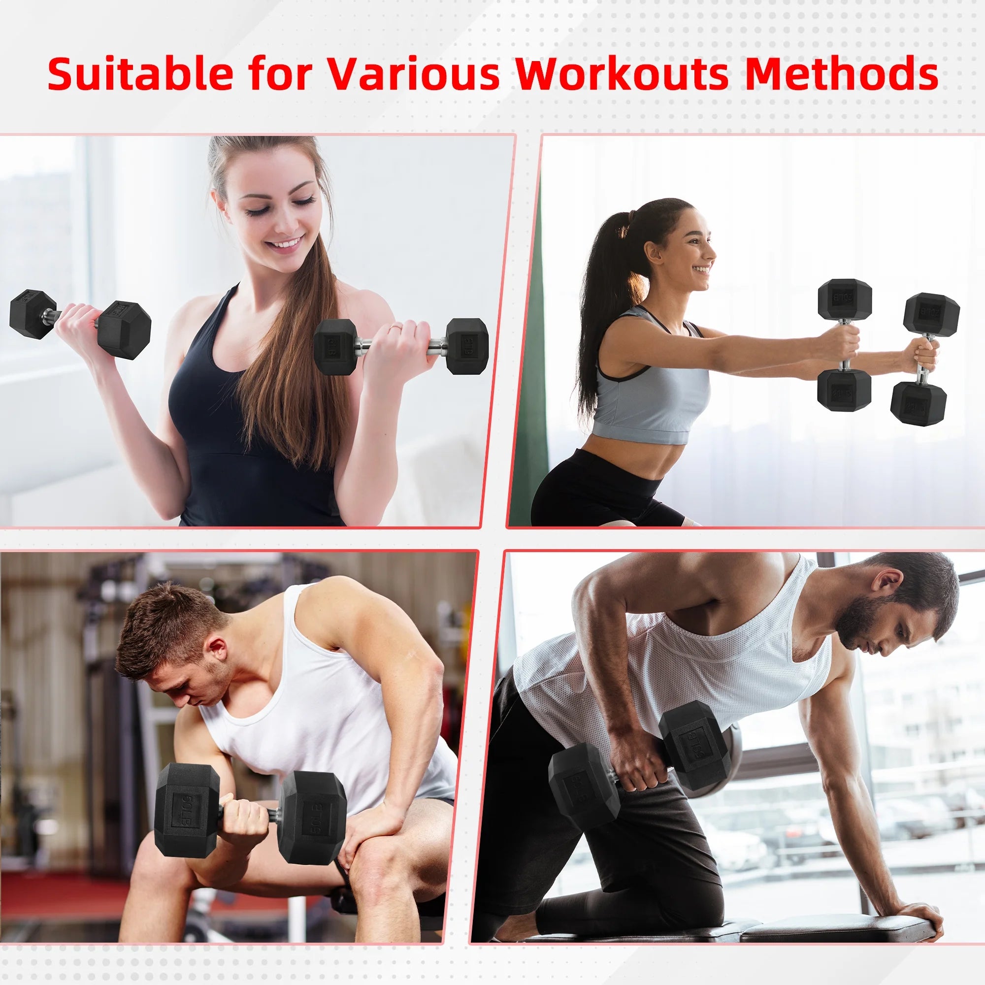 Rubber Encased Hex Dumbbell, Cool Gray 5 Lb