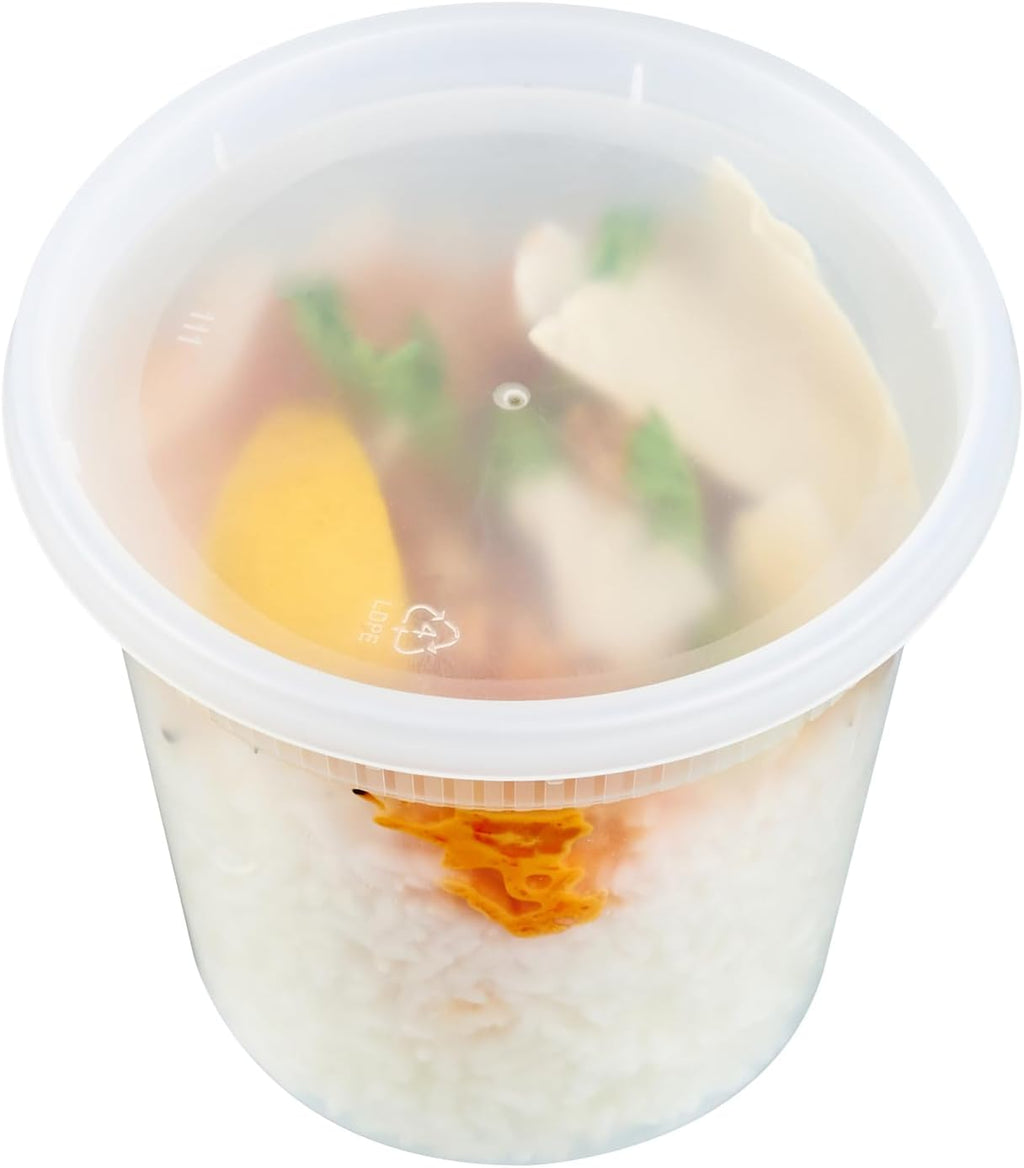 Asporto Microwavable To-Go Container - BPA Free round Soup Container with Clear Plastic Lid - Catering & Takeout - 24 Oz - Clear - Plastic - Disposable - 100Ct Box